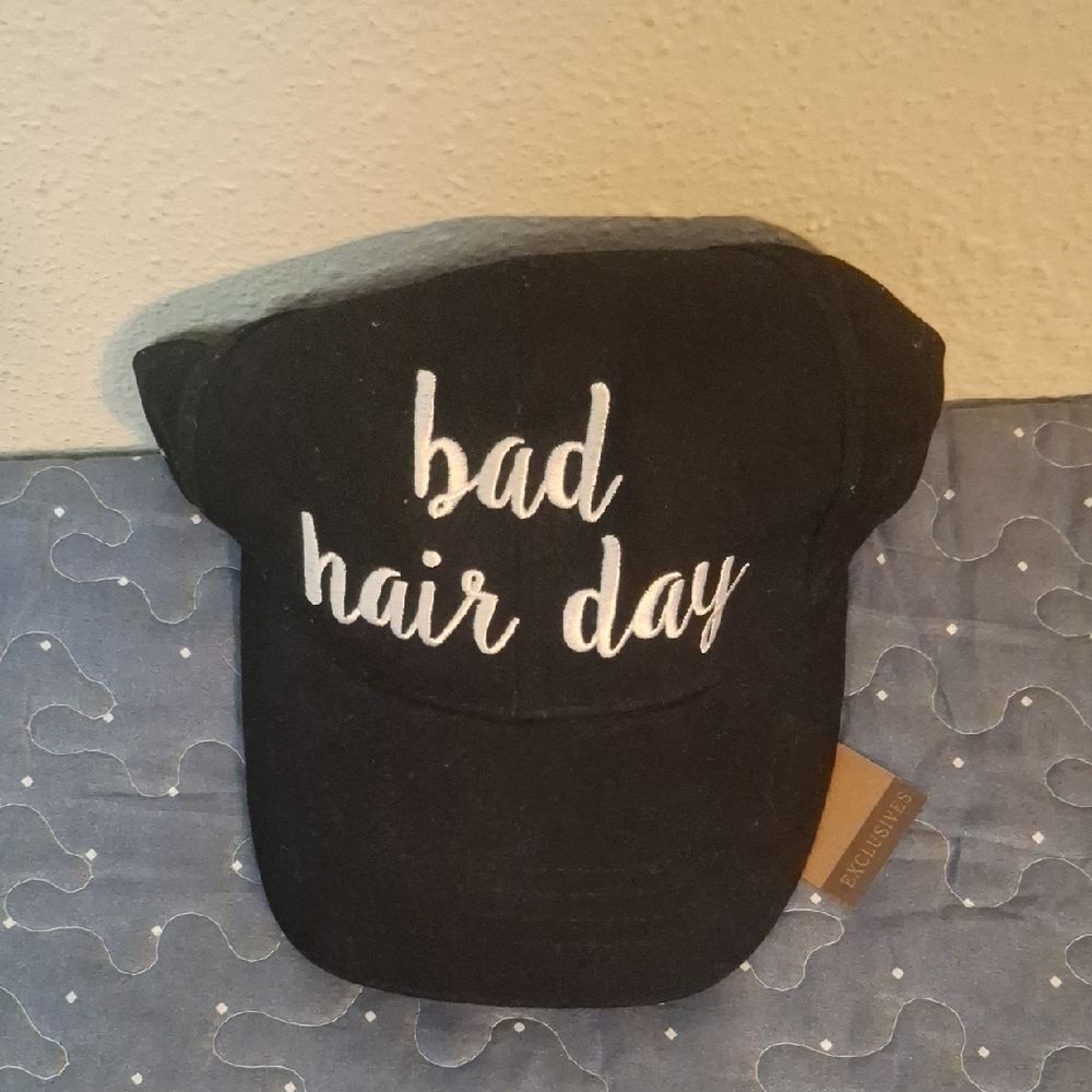Black Cap with white Bad Hair Day - NWT